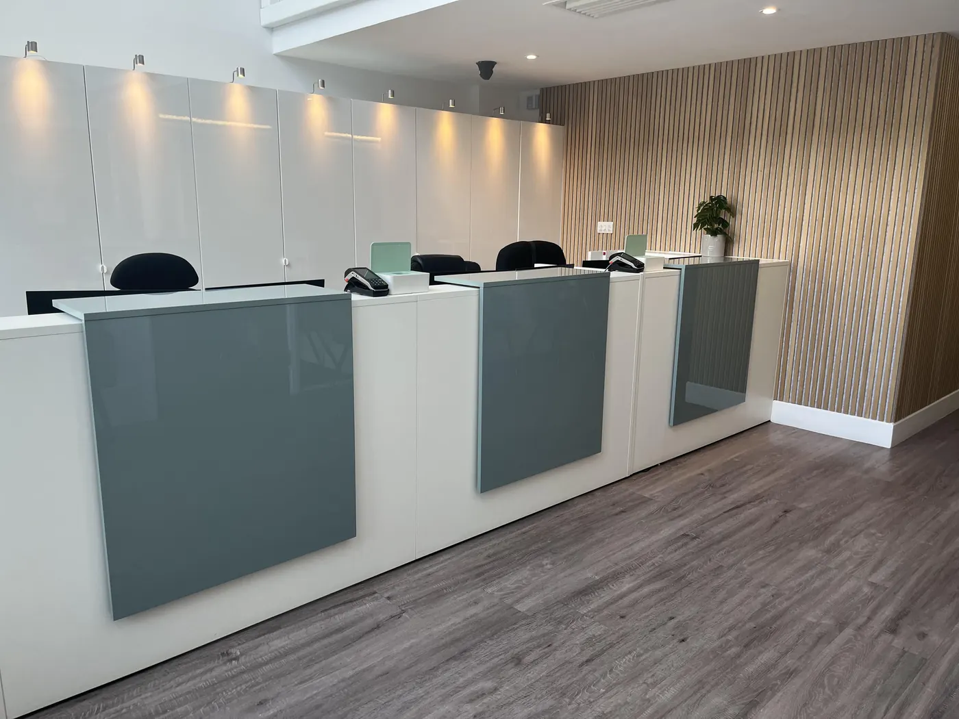 The reception desk at William Place Dental Aesthetics in Bow, East London