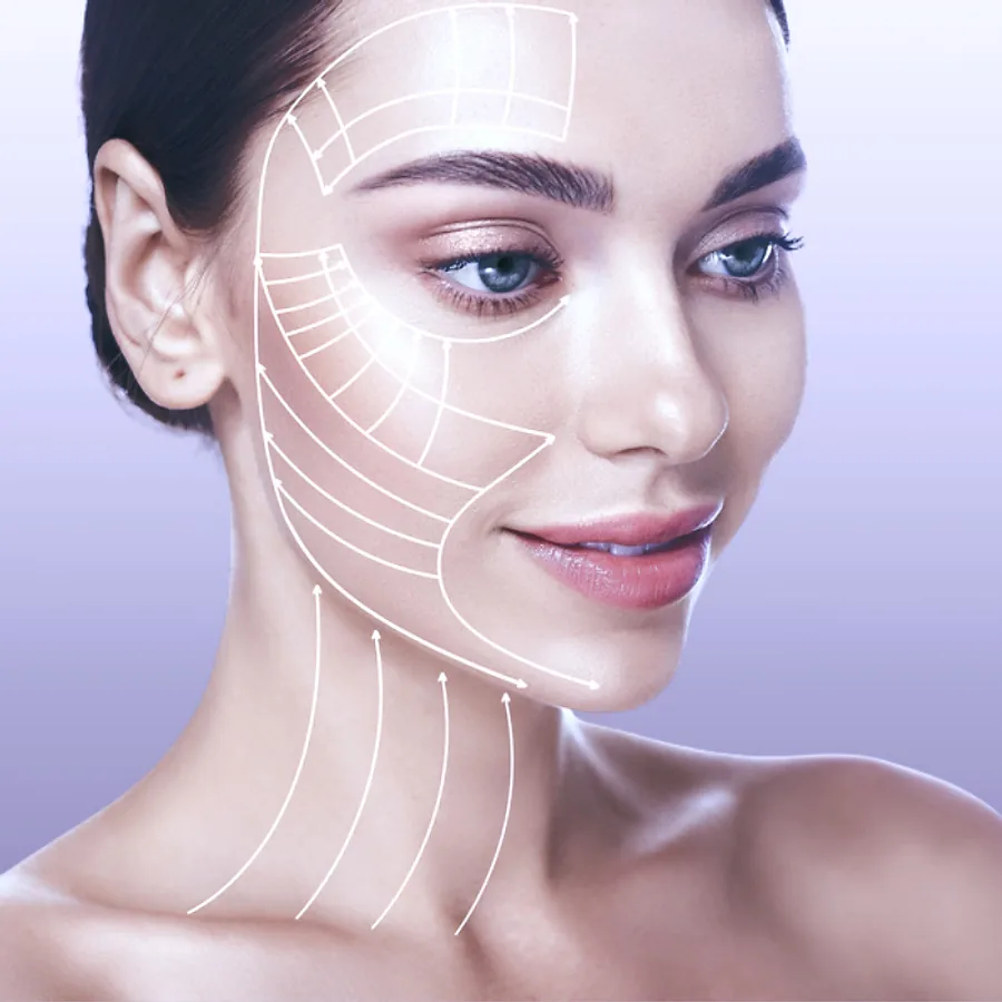 Woman during a facial aesthetics treatment at the practice in Bow